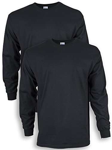 Gildan Men's Ultra Cotton Long Sleeve T-Shirt, Style G2400, Multipack, Black (2-Pack), Large