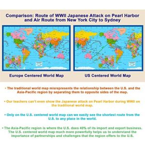 Classic United States USA and World Desk Map, 2-Sided Print, 2-Sided Sealed Lamination, Small Poster Size 11.5 x 17.5 inches (1 Desk Map)