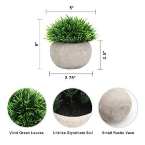 THE BLOOM TIMES 2 Pcs Fake Plants for Bathroom/Home Office Decor, Small Artificial Faux Greenery for House Decorations (Potted Plants)