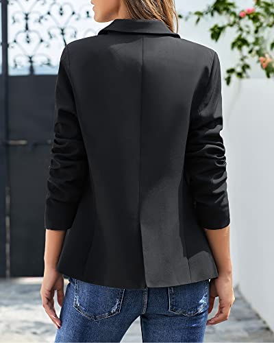 LookbookStore Jackets Casual Blazers for Women Fashion 2023 Black Jacket Suit Notched Lapel Work Office Jacket Suit 2023 Office Clothes Size Medium Women Blazer Size 8 Size 10