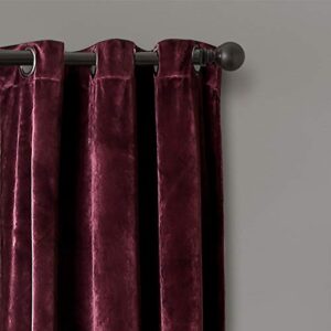 Lush Decor Prima Velvet Curtains Color Block Room Darkening Window Panel Set for Living, Dining, Bedroom (Pair), 38" W x 84" L, Plum