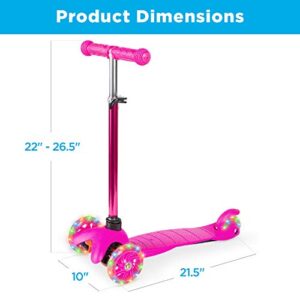 Best Choice Products Kids Mini Kick Scooter Toy w/Light-Up Wheels, Height Adjustable T-Bar, Foot Break - Pink