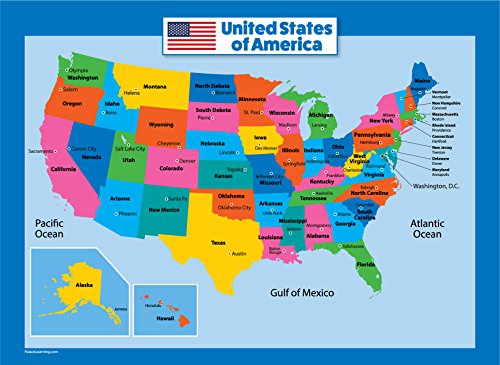 USA Kids Map - Laminated - USA Wall Map (45.72 x 60.96 cm)