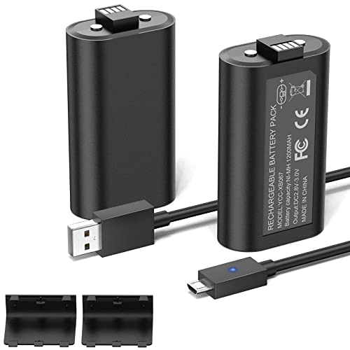 YCCSKY Controller Battery Pack for Xbox One/Xbox Series X|S, 2 X 1200mAh Rechargeable Battery Pack Play and Charge Kit for Xbox One X/S