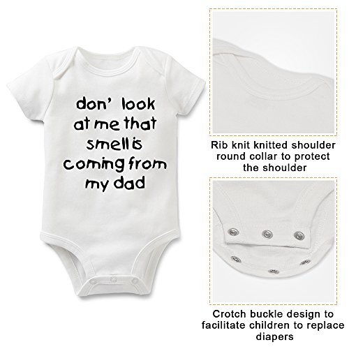 Rocksir Funny Slogan Super Soft Cotton Comfy Baby Short Sleeve Bodysuit (dad1, 12m)