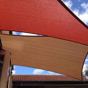 E&K Sunrise 10' x 15' Sun Shade Sail Rectangle Canopy Shade Cover UV Block for Pergola Patio Backyard Garden Outdoor (Brown)