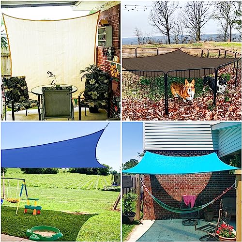 E&K Sunrise 10' x 15' Sun Shade Sail Rectangle Canopy Shade Cover UV Block for Pergola Patio Backyard Garden Outdoor (Brown)