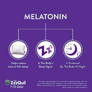 ZzzQuil PURE Zzzs, Melatonin Sleep Aid Gummies with Lavender, Valerian Root and Chamomile, Natural Wildberry Vanilla Flavor, Non-Habit Forming, Drug-Free, 48 Count