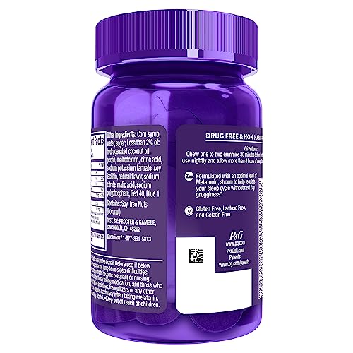 ZzzQuil PURE Zzzs, Melatonin Sleep Aid Gummies with Lavender, Valerian Root and Chamomile, Natural Wildberry Vanilla Flavor, Non-Habit Forming, Drug-Free, 48 Count