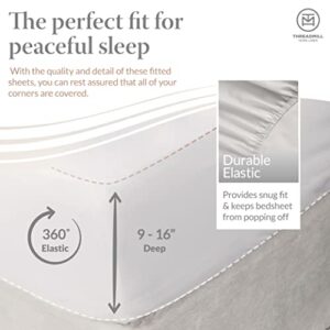 Threadmill 100% USA Supima Cotton Sheets, King Size, 1000 Thread Count, Luxury 4 Piece Set, Hotel Quality Sateen Weave White Bed Sheets with Elasticized Deep Pocket