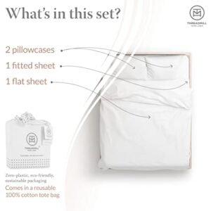 Threadmill 100% USA Supima Cotton Sheets, King Size, 1000 Thread Count, Luxury 4 Piece Set, Hotel Quality Sateen Weave White Bed Sheets with Elasticized Deep Pocket