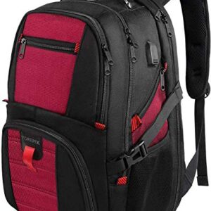 YOREPEK Travel Backpack, Extra Large 50L Laptop Backpacks for Men Women, Water Resistant College Backpack Airline Approved Business Bag with USB Charging Port Fits 17 Inch Computer, Bright Red