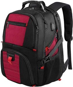 yorepek travel backpack, extra large 50l laptop backpacks for men women, water resistant college backpack airline approved business bag with usb charging port fits 17 inch computer, bright red