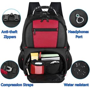 YOREPEK Travel Backpack, Extra Large 50L Laptop Backpacks for Men Women, Water Resistant College Backpack Airline Approved Business Bag with USB Charging Port Fits 17 Inch Computer, Bright Red