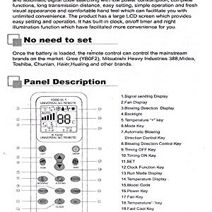 Universal A/C Air Conditioner Remote Control LCD Conditioning Controller 1000 in 1 for Mitsubishi Toshiba HITACHI FUJITSU Daewoo LG Sharp Samsung ELECTROLUX SANYO Air Condition Conditioner