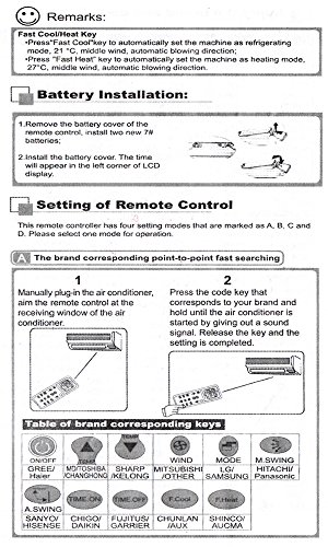 Universal A/C Air Conditioner Remote Control LCD Conditioning Controller 1000 in 1 for Mitsubishi Toshiba HITACHI FUJITSU Daewoo LG Sharp Samsung ELECTROLUX SANYO Air Condition Conditioner