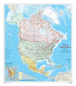 north america wall map - atlas of canada - 34" x 39" laminated