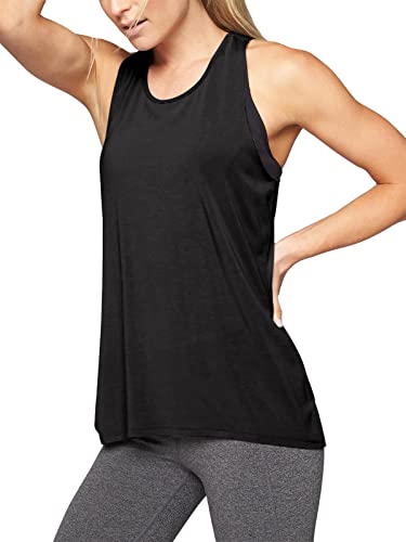 Mippo Womens Workout Tops Yoga Tops Gym Tennis Shirts Athletic Wear Womens Activewear Tops Athletic Clothing Long Workout Racerback Tank Tops for Women Black S