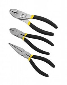 stanley 3 pc. drop forged steel pliers set 6 in. l black/yellow