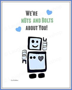 cute robot art print nuts and bolts kids quote print love poster print baby room robot nursery decor toddlers room art girls boys children's room decor