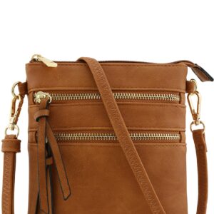 Isabelle Functional Multi Pocket Crossbody Bag (Dark Tan)