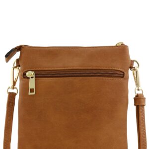 Isabelle Functional Multi Pocket Crossbody Bag (Dark Tan)