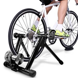 Sportneer Fluid Indoor Bike Trainer Stand - Indoor Riding Cycling Exercise Stationary Bicycle Stands Trainers with Noise Reduction Wheel for Road Bike Black 21.3 x 7.9 x 25.2"
