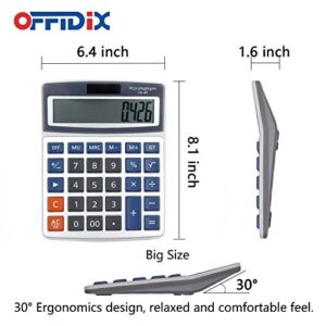 OFFIDIX Basic Office Calculators,Solar and Battery Dual Power Electronic Calculator Portable Large LCD Display Calculator Big Numbers Desktop Calculator (Big Size)