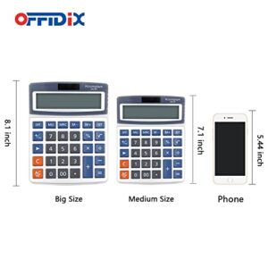 OFFIDIX Basic Office Calculators,Solar and Battery Dual Power Electronic Calculator Portable Large LCD Display Calculator Big Numbers Desktop Calculator (Big Size)