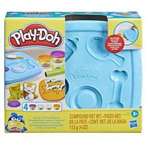 Play-Doh Create ‘n Go Pets Playset, Set with Storage Container, Arts and Crafts Activities, Kids Toys for 3 Year Olds and Up