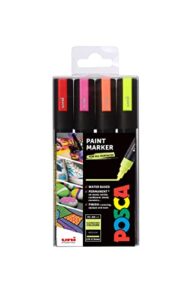 posca 153544858 2.5 mm bullet tip waterbased paint marker - assorted colours (pack of 4)