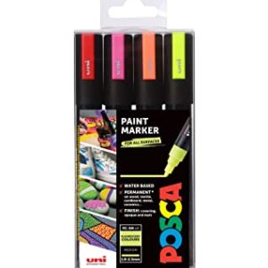 POSCA 153544858 2.5 mm Bullet Tip Waterbased Paint Marker - Assorted Colours (Pack of 4)