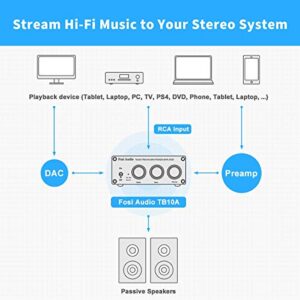 Fosi Audio TB10A 2 Channel Amplifier Stereo Audio Amp Mini Hi-Fi Class D Integrated TPA3116 Amp for Home Speakers 100W x 2 with 24V 4.5A Power Supply