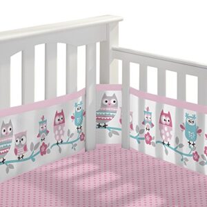 breathablebaby 3pc classic crib bedding set– owl fun pink