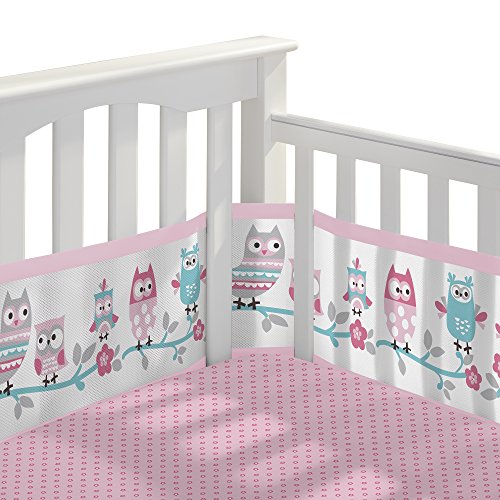 BreathableBaby 3pc Classic Crib Bedding Set– Owl Fun Pink