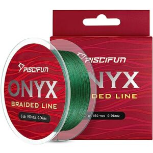 piscifun onyx braided fishing line advanced superline braid lines 150yd 6lb green