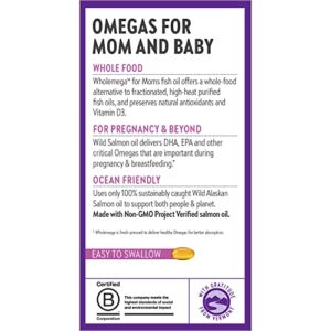 New Chapter Wholemega for Moms Fish Oil Supplement - Prenatal DHA with Omega-3 + Vitamin D3 for Prenatal & Postnatal Support - 180 ct, 500mg Softgels