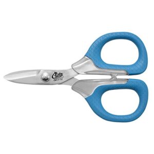 cuda 5.5-inch titanium-bonded fishing scissors for braided line & mono line with micro serrated edges (18362), blue