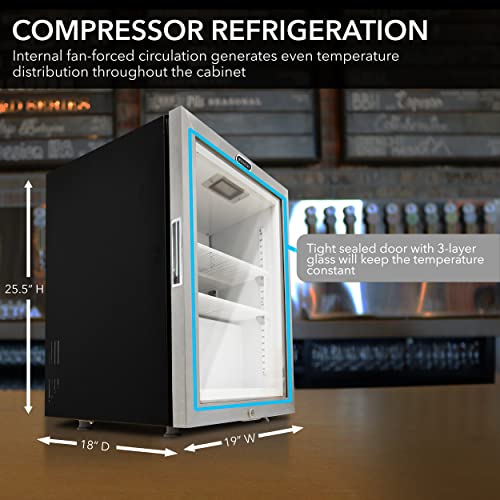 Whynter CDF-177SB Countertop Reach-In 1.8 cu ft Display Glass Door Freezer, White, One Size