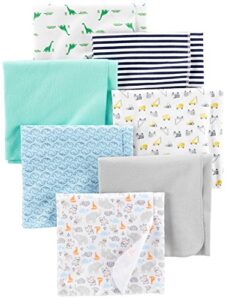 simple joys by carter's unisex babies' muslin burp cloths, pack of 7, mint green/blue/white, one size