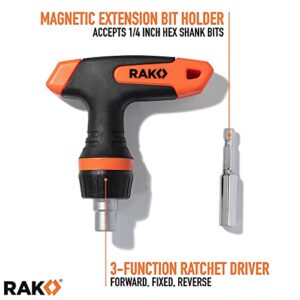 RAK Universal Socket Tool - Birthday Gifts for Men - Set of 15 with 1/4-to-3/4-inch Wrench Grip, T-Handle Ratchet Driver and 10 Screwdriver Bits - Father's Day Gift for men, Husband, Handyman