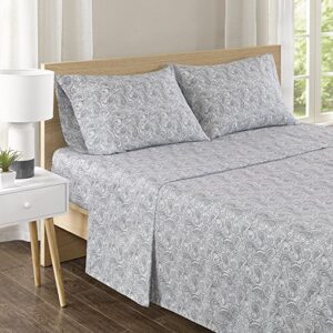 comfort spaces 100% cotton sheet set breathable, lightweight, soft with 14" elastic pocket fits up to 16" mattress, all season cozy bedding, matching pillow case, cal king paisley multi 4 piece