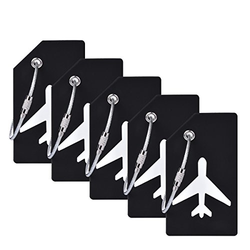 5Pack Black Silicone Luggage Tag with Name ID Card Perfect to Quickly Spot Luggage Suitcase by Ovener