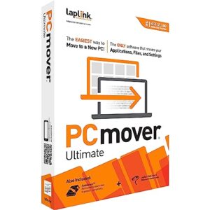 laplink pcmover ultimate 11 | moves your applications, files and settings from an old pc to a new pc | includes optional ethernet cable | 1 use