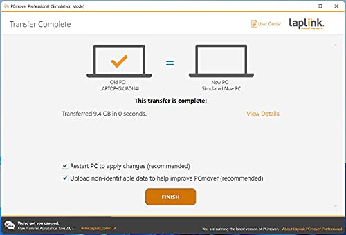 Laplink PCmover Ultimate 11 | Moves your Applications, Files and Settings from an Old PC to a New PC | Includes Optional Ethernet Cable | 1 Use