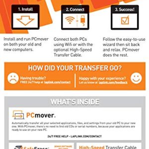 Laplink PCmover Ultimate 11 | Moves your Applications, Files and Settings from an Old PC to a New PC | Includes Optional Ethernet Cable | 1 Use