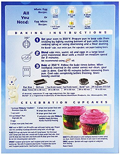 Pillsbury Moist Premium Cake Mix 15.25 Ounce and Funfetti Vanilla Flavored Frosting 15.6 Ounce