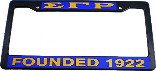 Cultural Exchange Sigma Gamma Rho Founded 1922 Text Decal Plastic License Plate Frame [Black - Car/Truck]