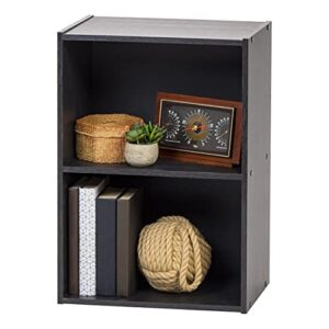 iris usa 2-tier wood storage shelf, black