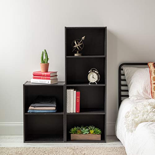 IRIS USA Small Spaces Wood, Bookshelf Storage Shelf, Bookcase, 4-Tier, Black